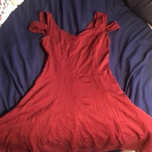 Knee length burgundy dress